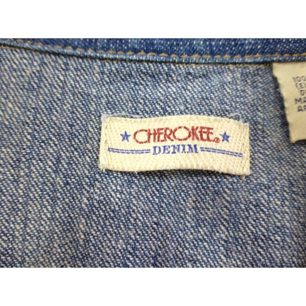 VTG Cherokee Denim Vest With Boho Trim Western Sleeveless Large Womens Jacket - Picture 4 of 11